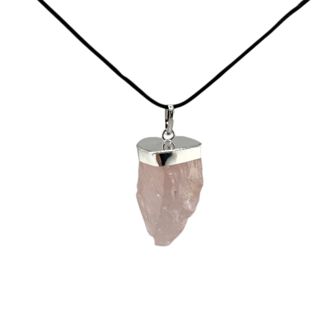 Pendente Punta Grezza Quarzo Rosa