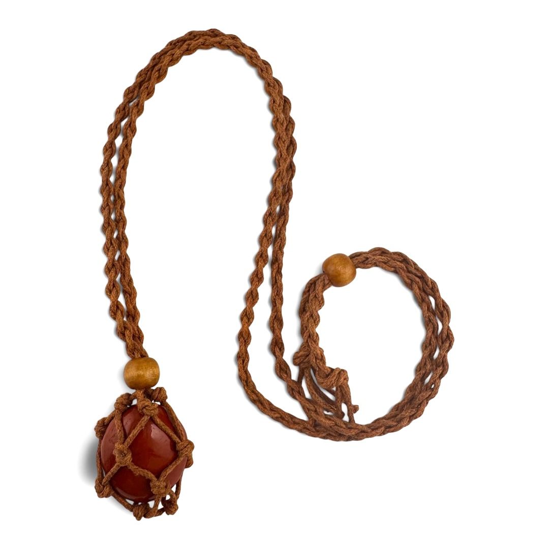 Collana Portagioie Macramè Marrone