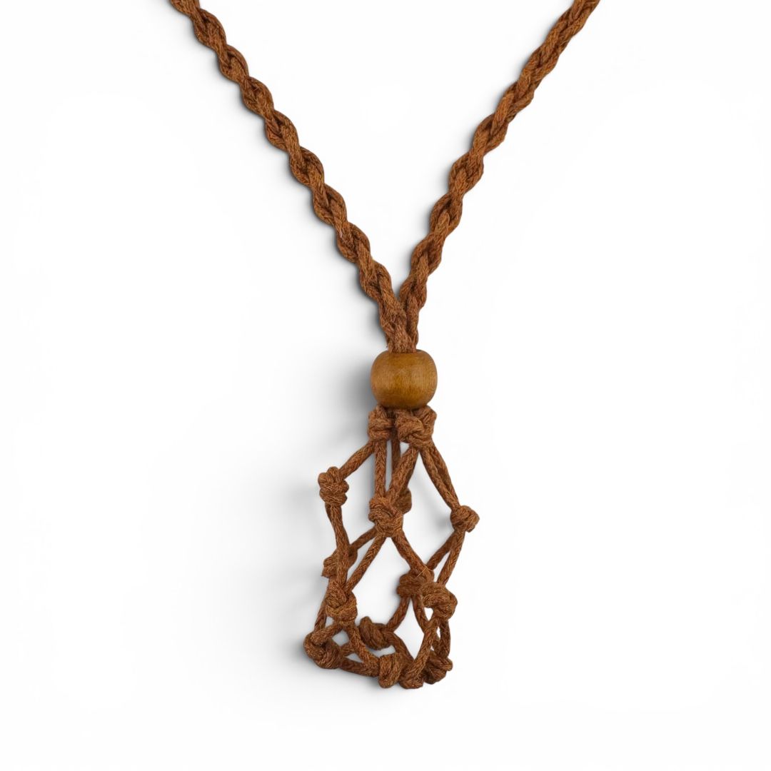 Collana Portagioie Macramè Marrone