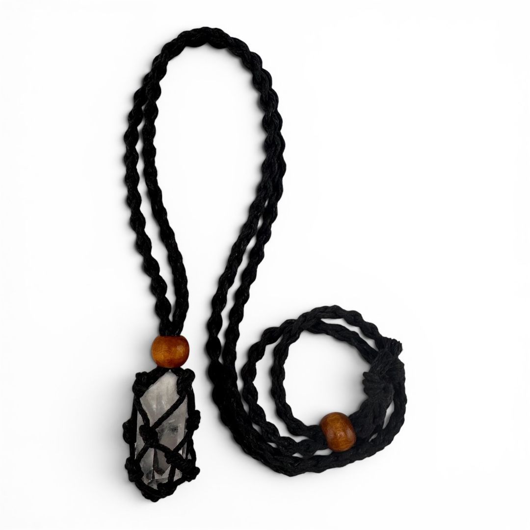 Collana Portagioie Macramè Nera