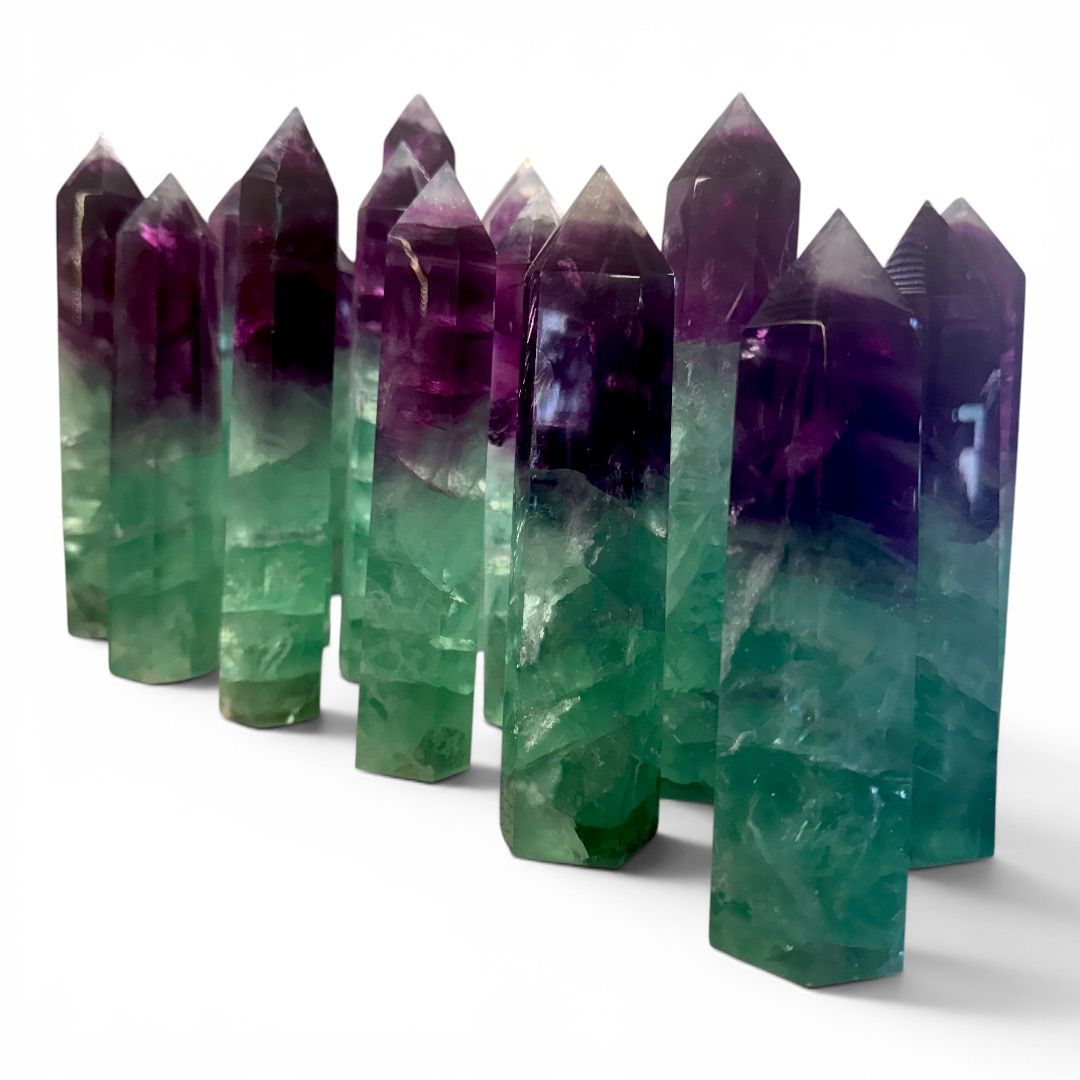 Punta di Fluorite dal Verde al Viola