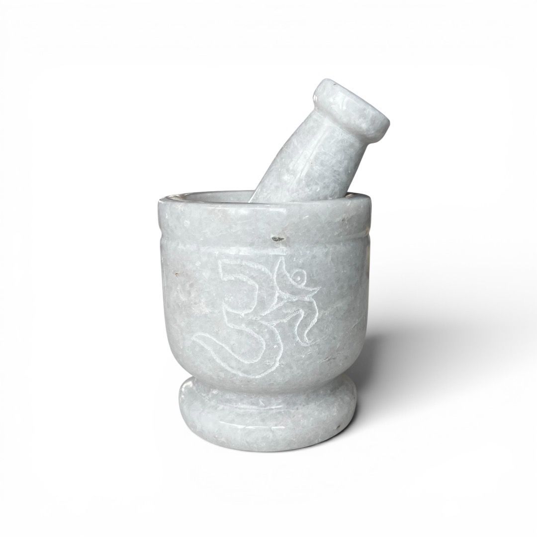 Mortaio in marmo bianco Om