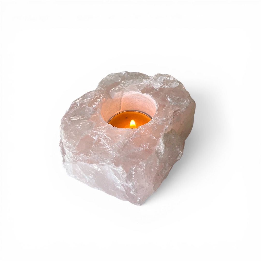 Portalumino in Quarzo Rosa grezzo
