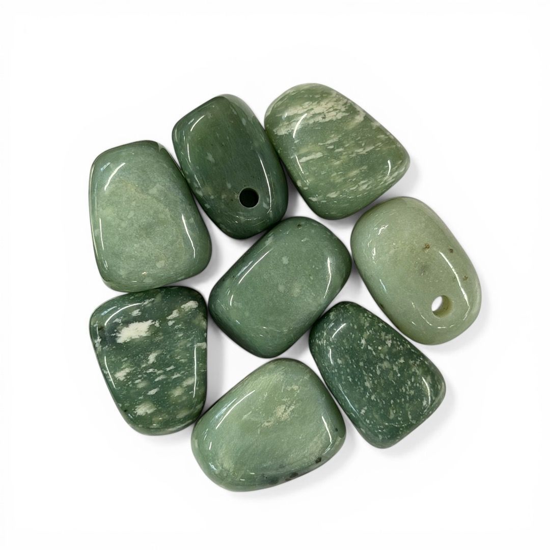 Pietra Burattata Forata Giada Verde