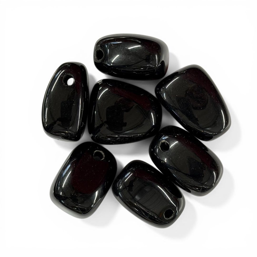 Pietra Burattata Forata Ossidiana Nera