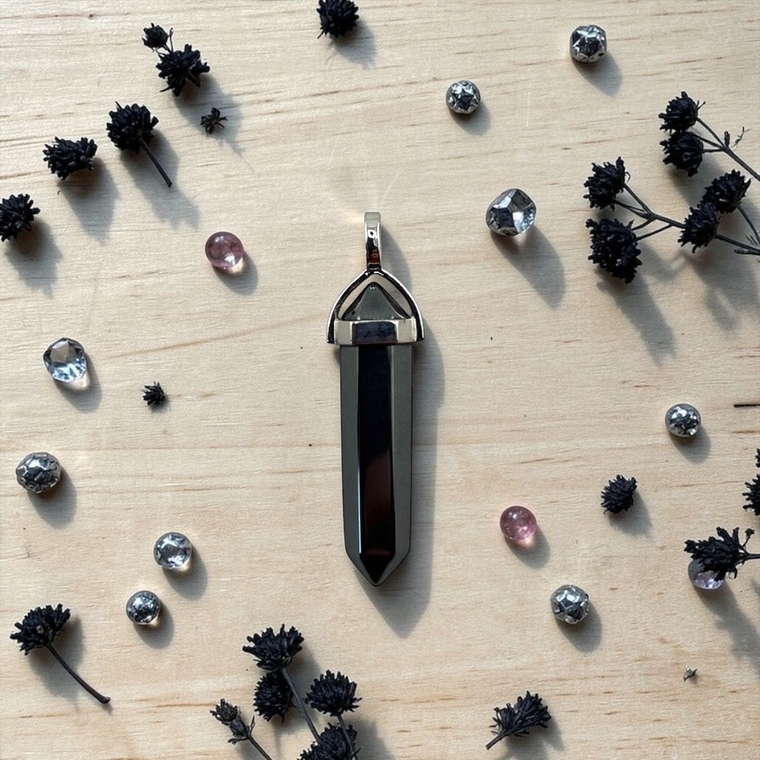 Pendente Laser Doppia Punta - Ematite
