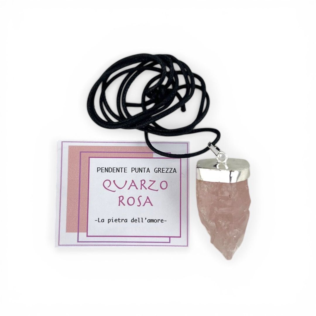 Pendente Punta Grezza Quarzo Rosa