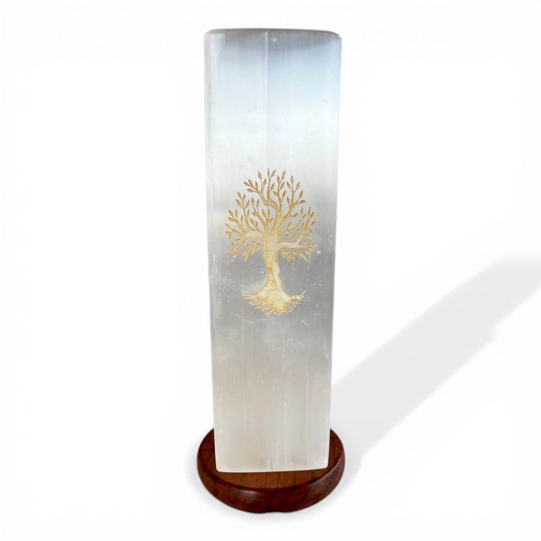 Lampada in Selenite Albero della Vita