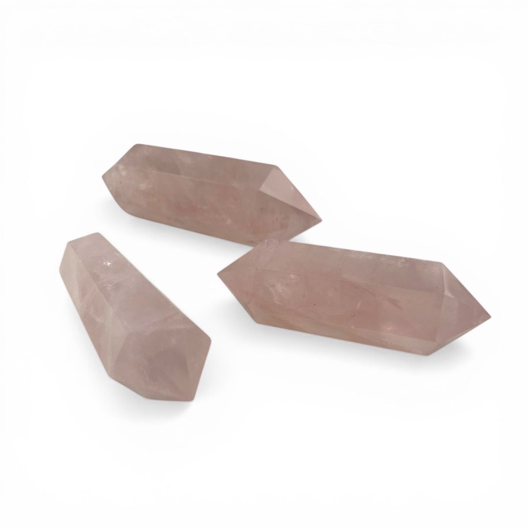Punta Biterminata Levigata Quarzo Rosa
