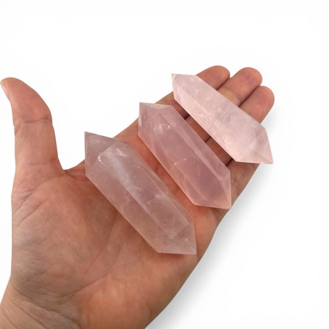 Punta Biterminata Levigata Quarzo Rosa