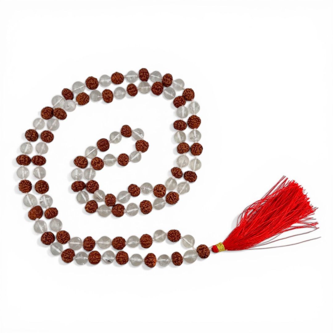 Mala Rudraksha e Cristallo di Rocca