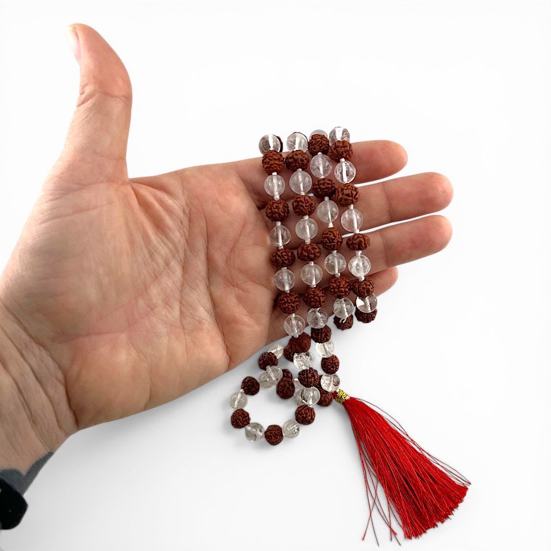 Mala Rudraksha e Cristallo di Rocca