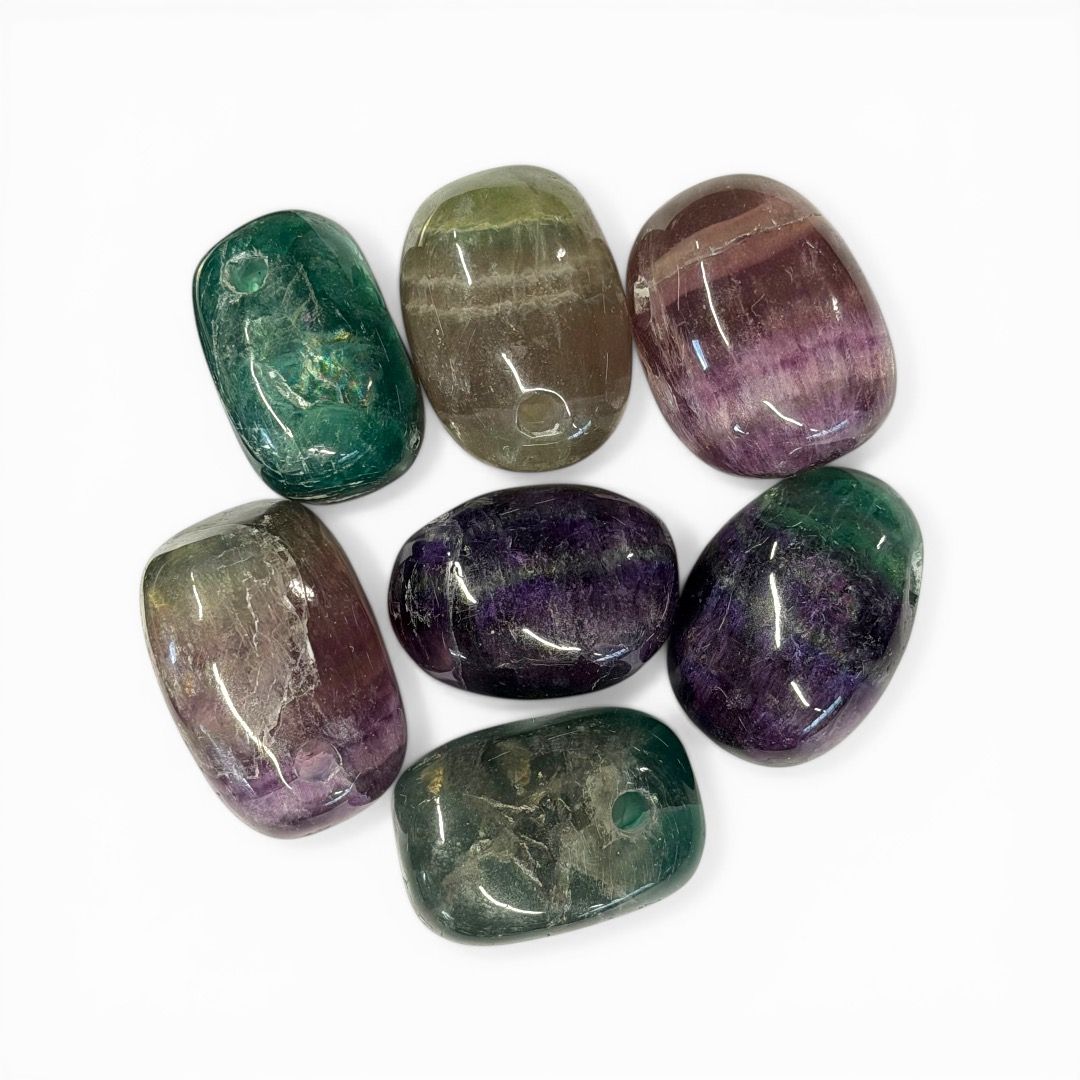 Pietra Burattata Forata Fluorite Arcobaleno