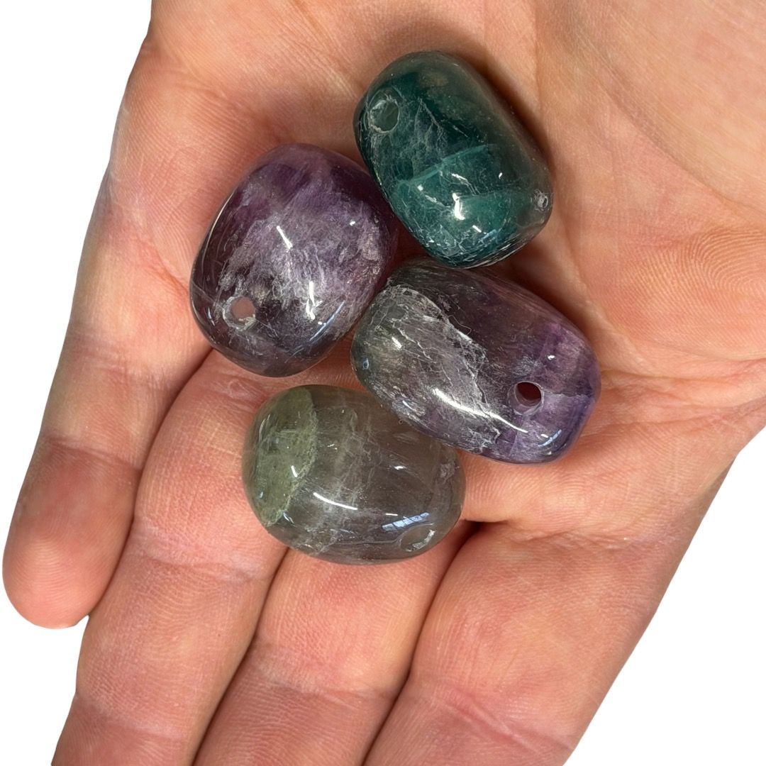Pietra Burattata Forata Fluorite Arcobaleno