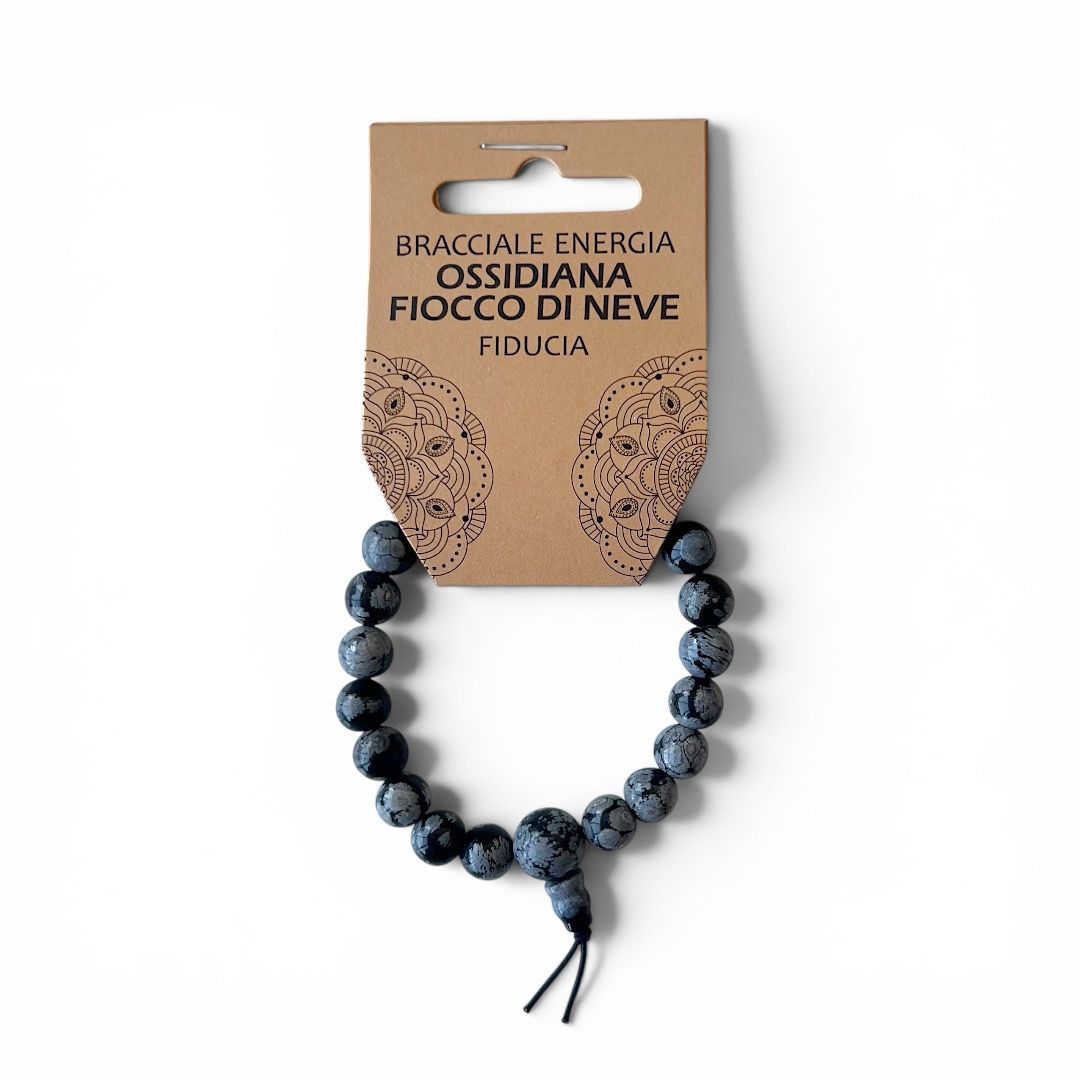 Bracciale Energia Ossidiana Fiocco di Neve