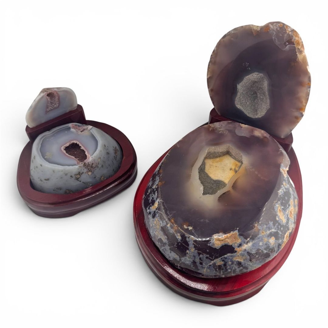 Geode Agata Intero su Base di Legno