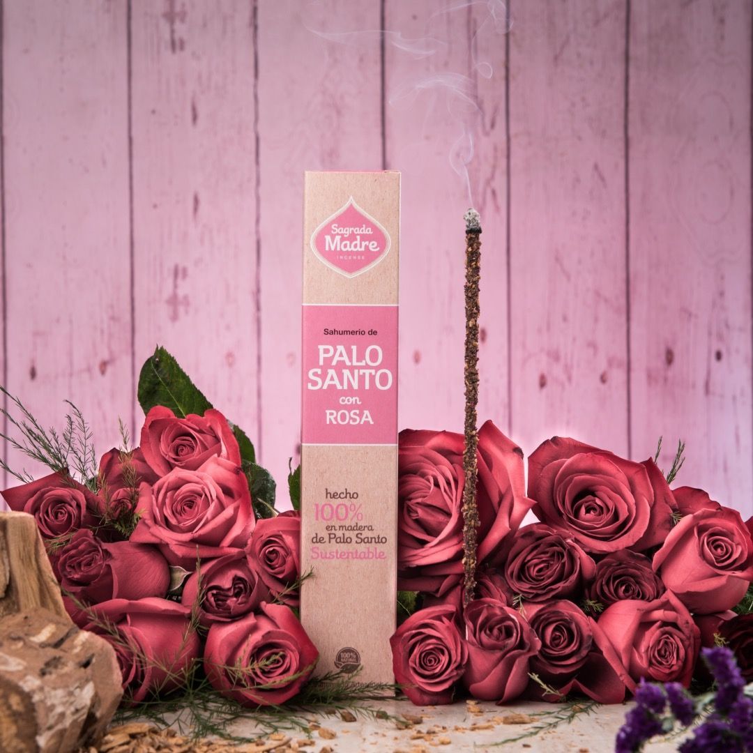 Incenso stick Palo Santo con Rosa - Sagrada Madre