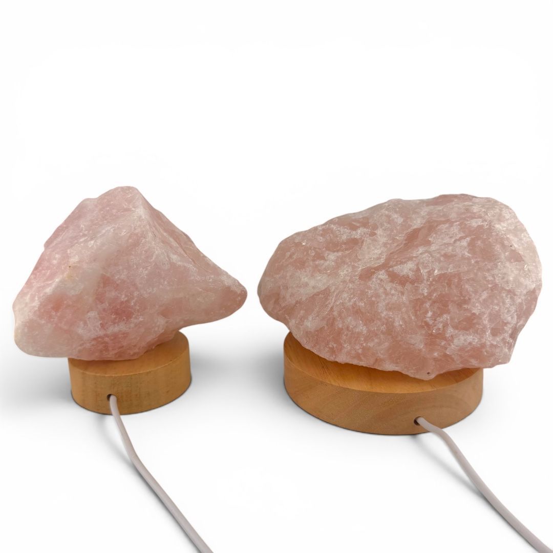 Quarzo Rosa Grezzo su Base Led