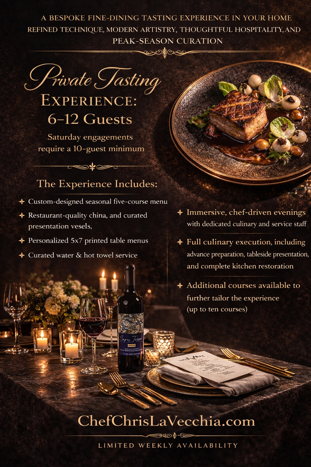 private tasting menu by Chef Chris LaVecchia - New York's best private chef creating wine pairing dinner Long Island experiences as Hamptons personal chef and South Fork home chef specialist