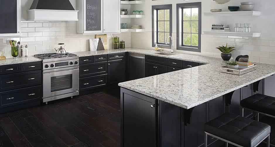 Granite Bathroom — Black and White Countertop in Modesto, CA