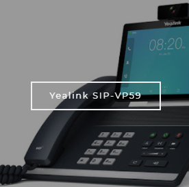 A yealink sip-vp59 telephone is sitting on a table