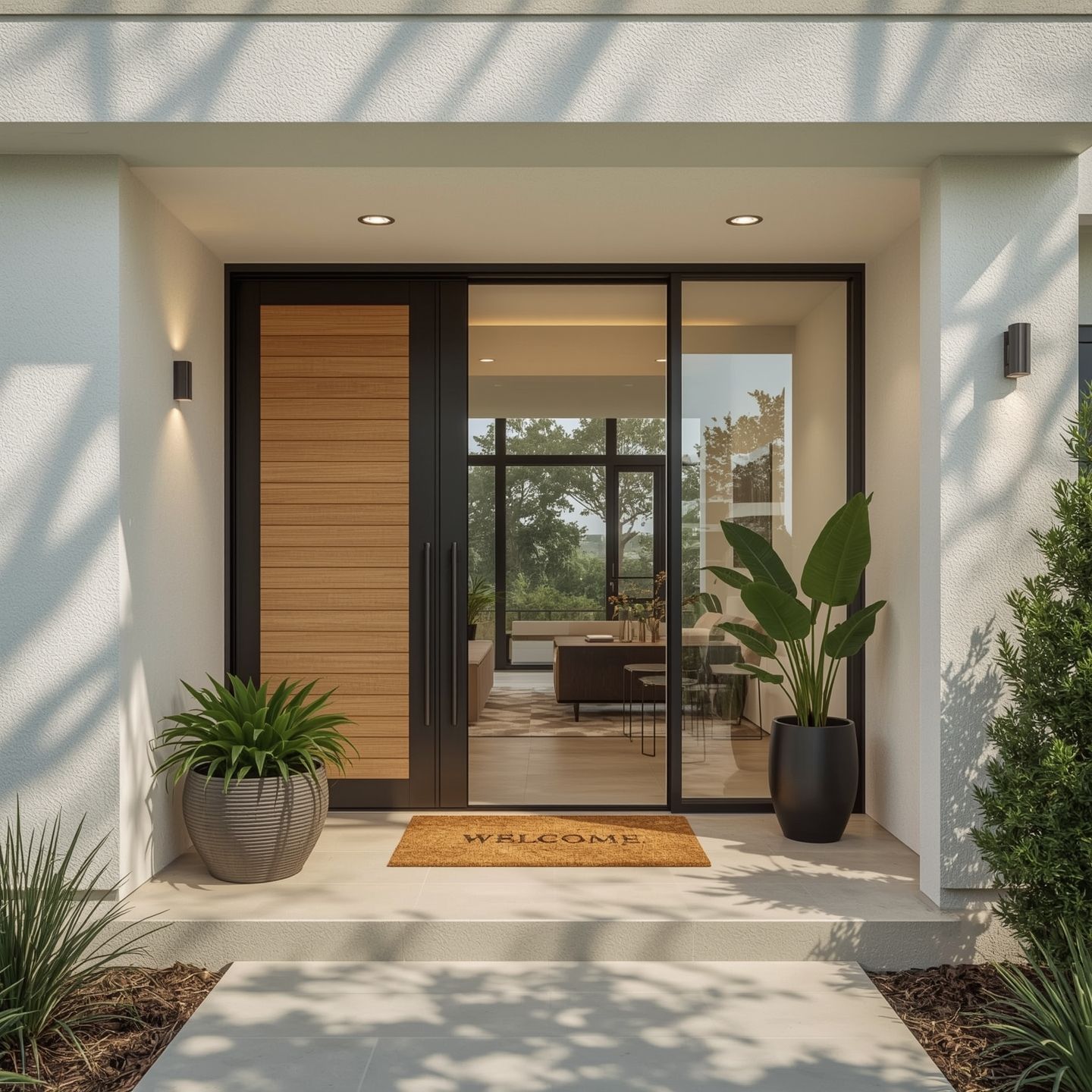 A modern entryway in a minimalist style