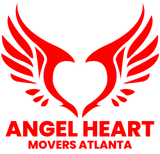 A red logo for angel heart movers atlanta