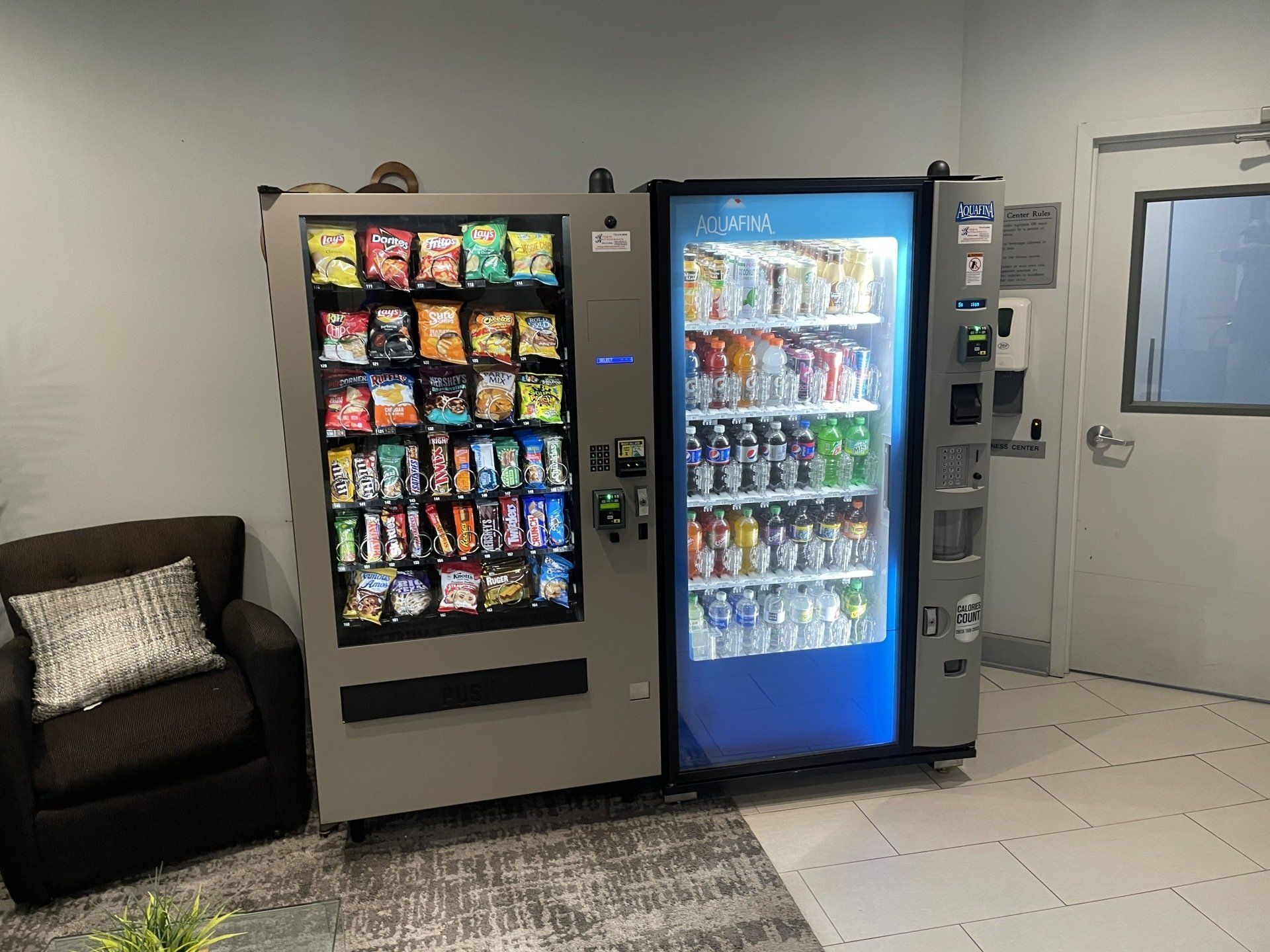 Glassfront  Pepsi machine and snack with Credit Card readers