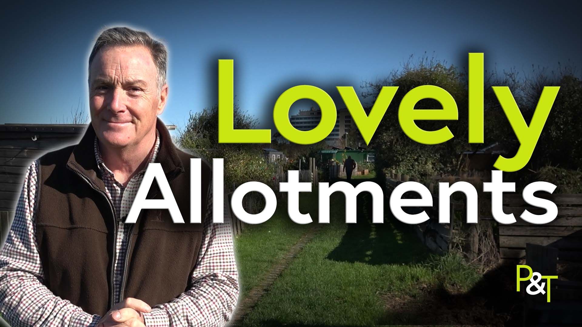 Martin FIsh Standing in an open area of the Boston Willoughby road Allotments with the text