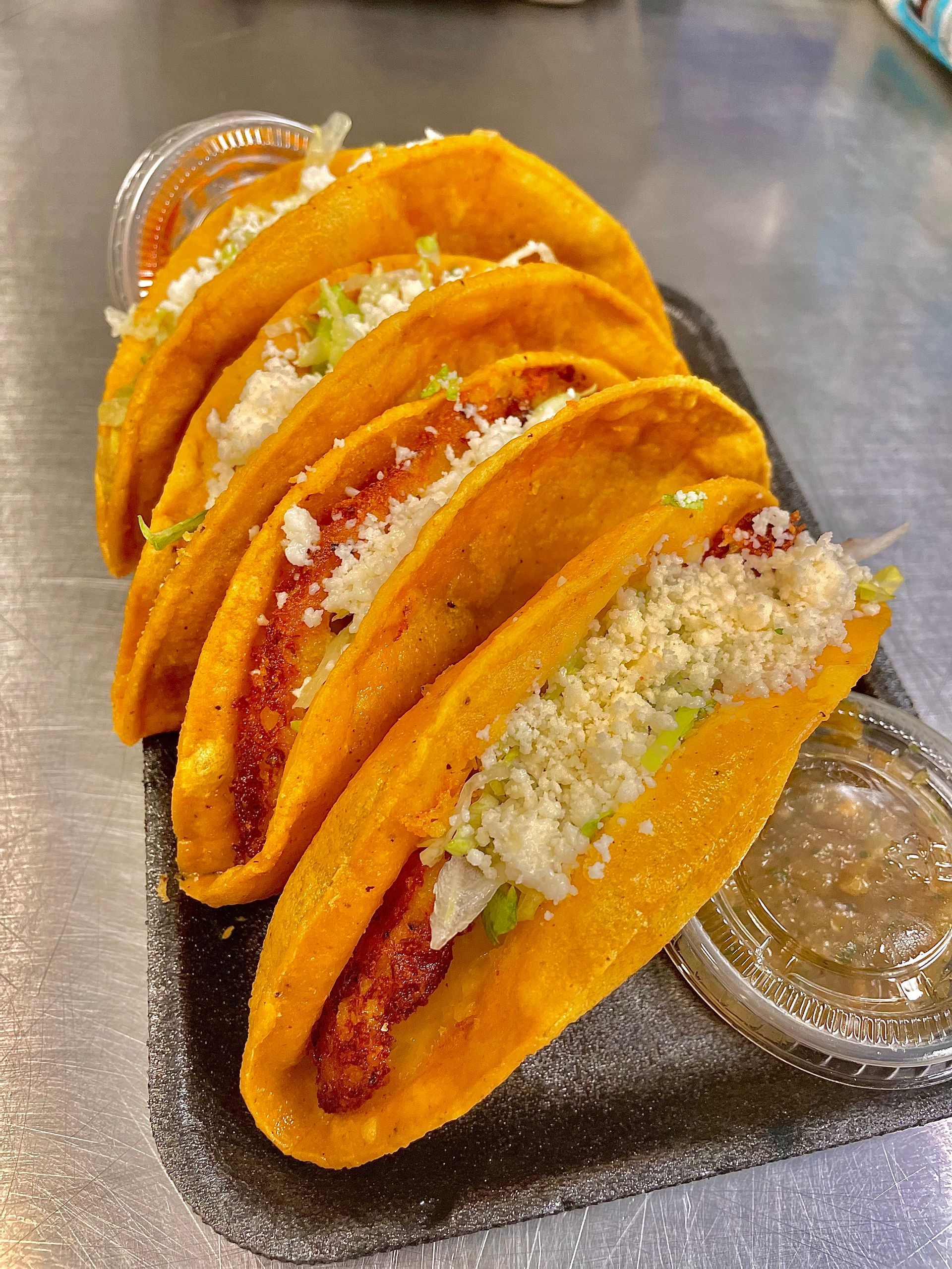 crispy fried mashed potato tacos in phoenix by chubasco tacos