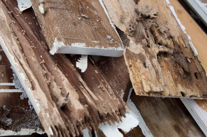 Termite damage rotten wood eat nest destroy