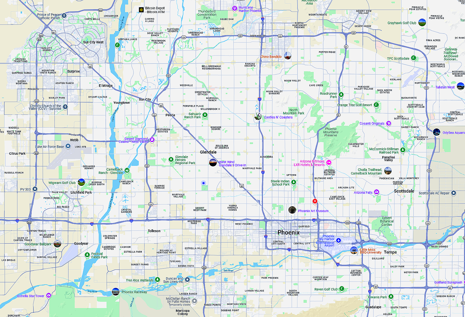 A map of a city with a lot of roads