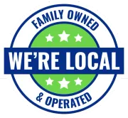A family owned and operated logo that says we 're local