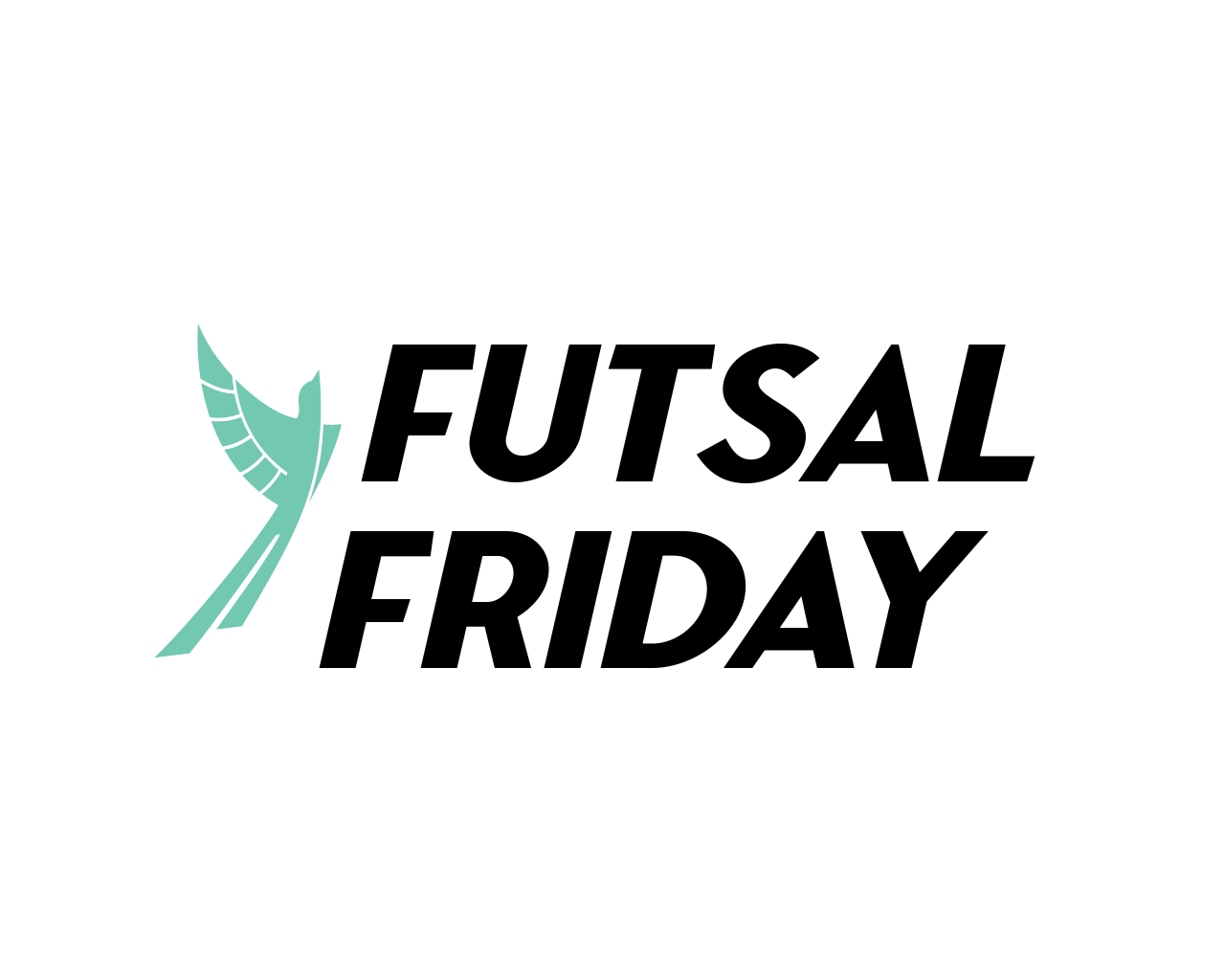 Indoor futsal court, green surface with white lines, goal posts at each end.