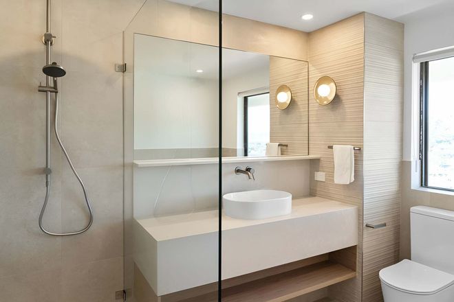 A Bathroom With Two Sinks, Two Mirrors and a Window — CK Cabinetry in Coolum Beach, QLD