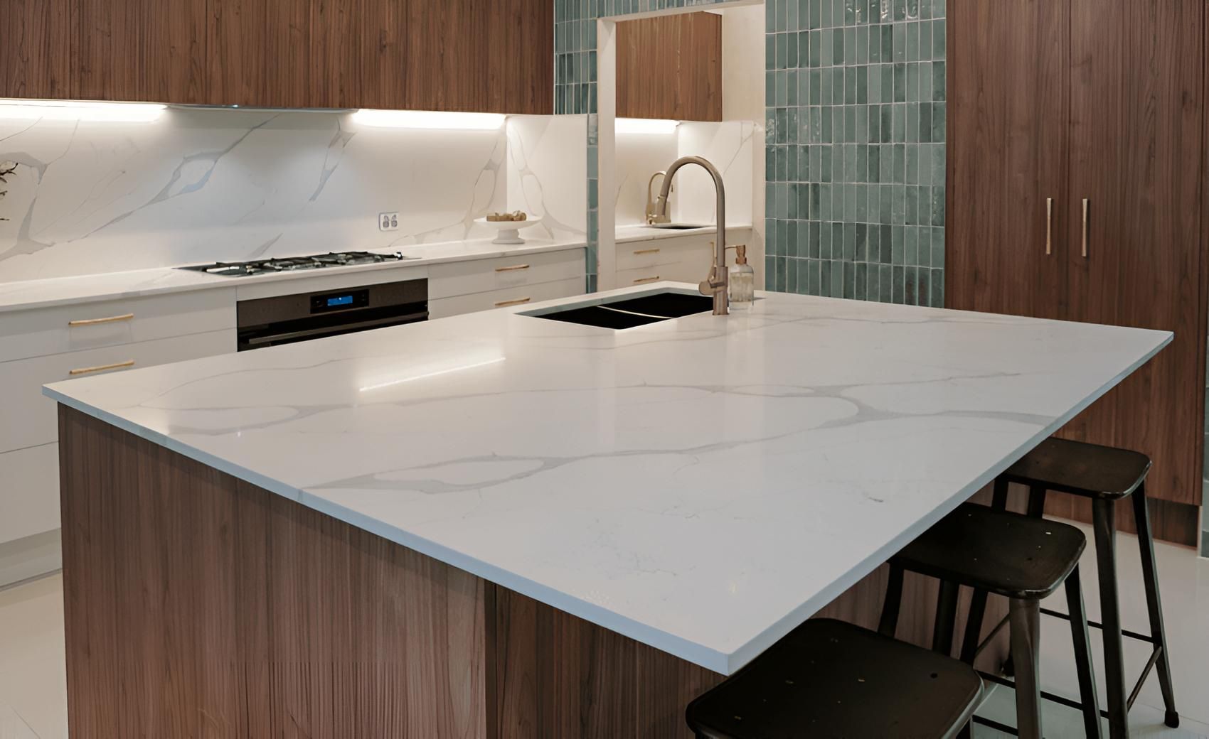 A Kitchen With a Large Island and Stools — CK Cabinetry in Coolum Beach, QLD