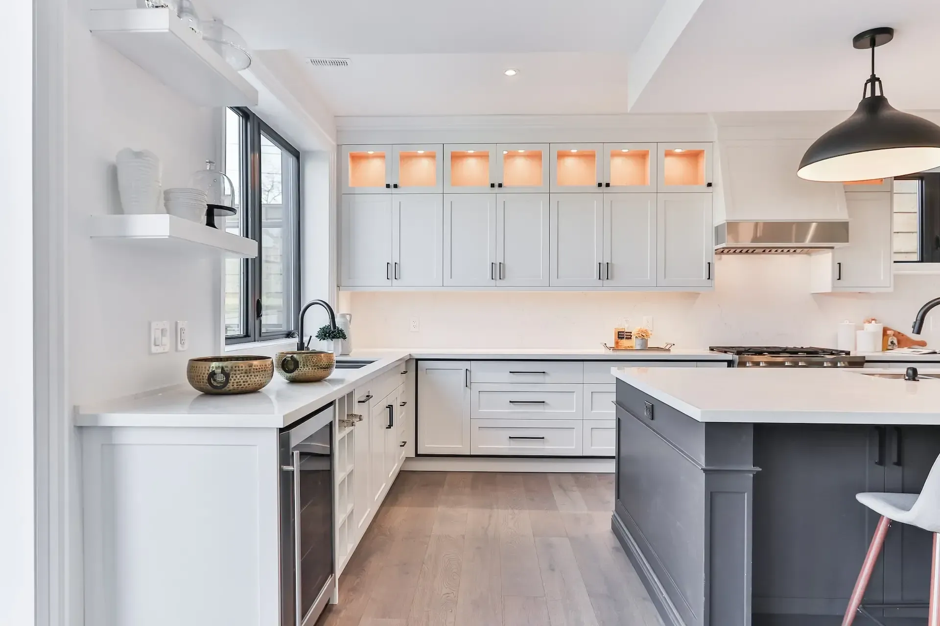 A kitchen with white cabinets, stainless steel appliances — CK Cabinetry in Coolum Beach, QLD