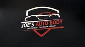 Logo for Joe's Auto Body, displaying a car silhouette, company name, and "Certified Collision Repair."