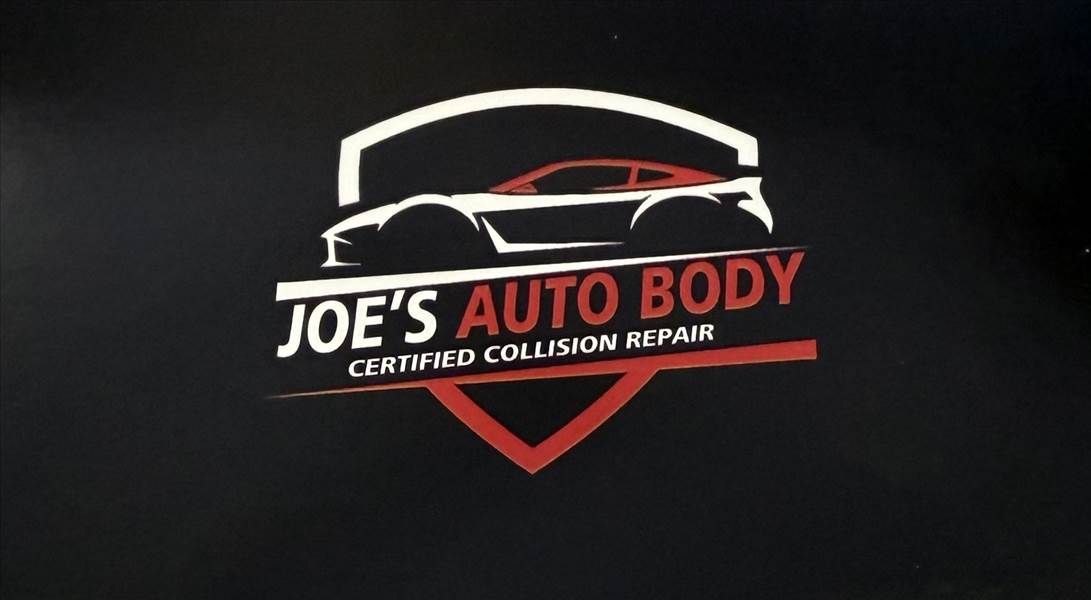 Logo for Joe's Auto Body, displaying a car silhouette, company name, and "Certified Collision Repair."