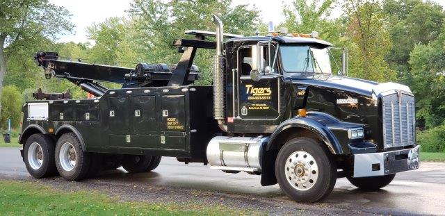 Black Tow Semi Truck — Battle Creek, MI — Tiger’s Towing