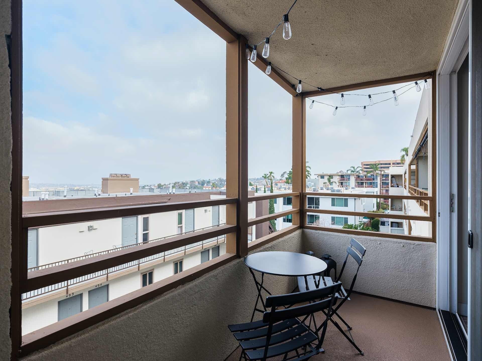 View of city from balcony of apartment