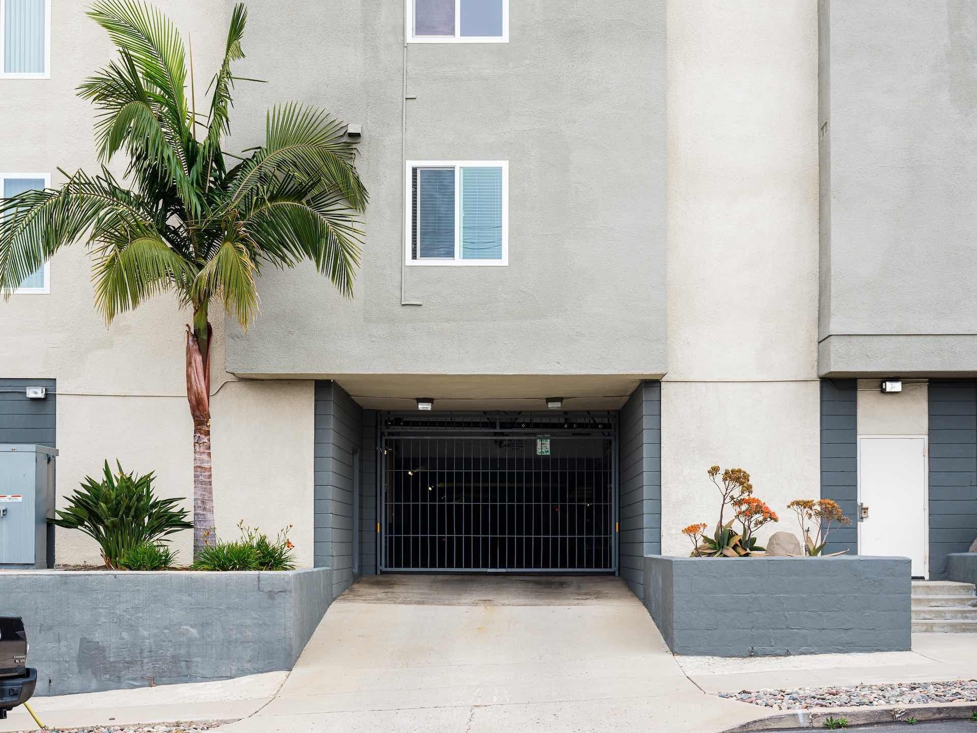 Entry to parking under building