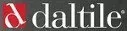 A close up of the word daltile on a black background