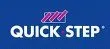 The quick step logo is on a blue background.