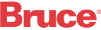 The word bruce is written in red on a white background.