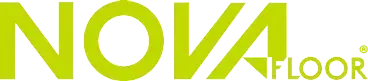 A green nova floor logo on a white background