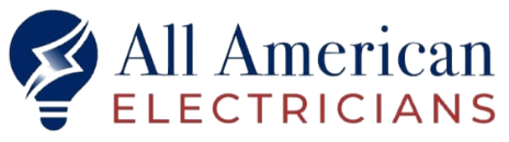 Logo for All American Electricians, featuring a lightbulb design with a lightning bolt inside.