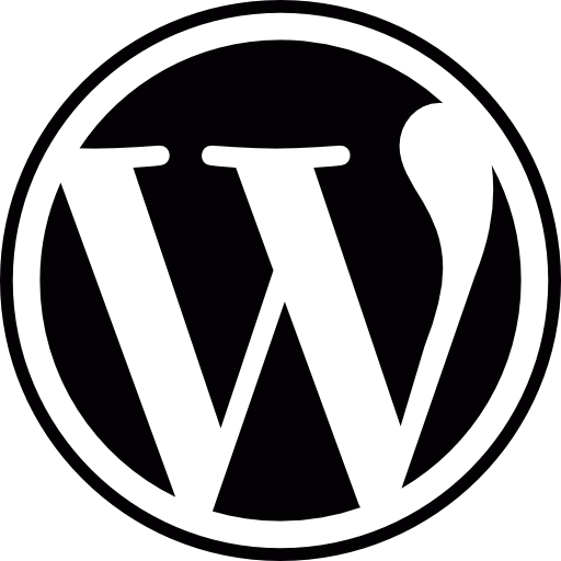 A black and white logo for a website called wordpress.