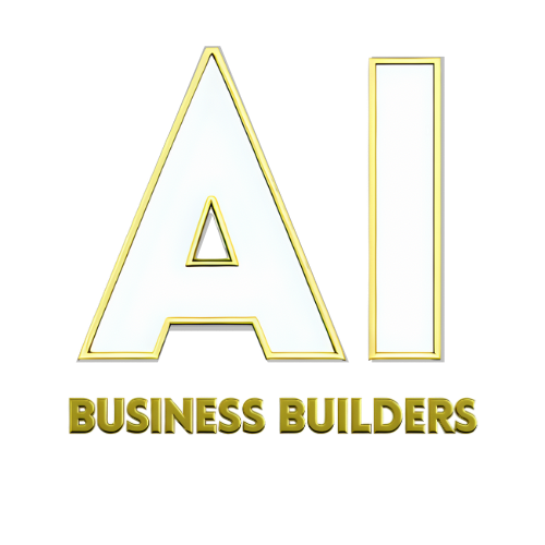 A white and gold logo for business builders.