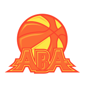 an aba logo with a basketball in the center